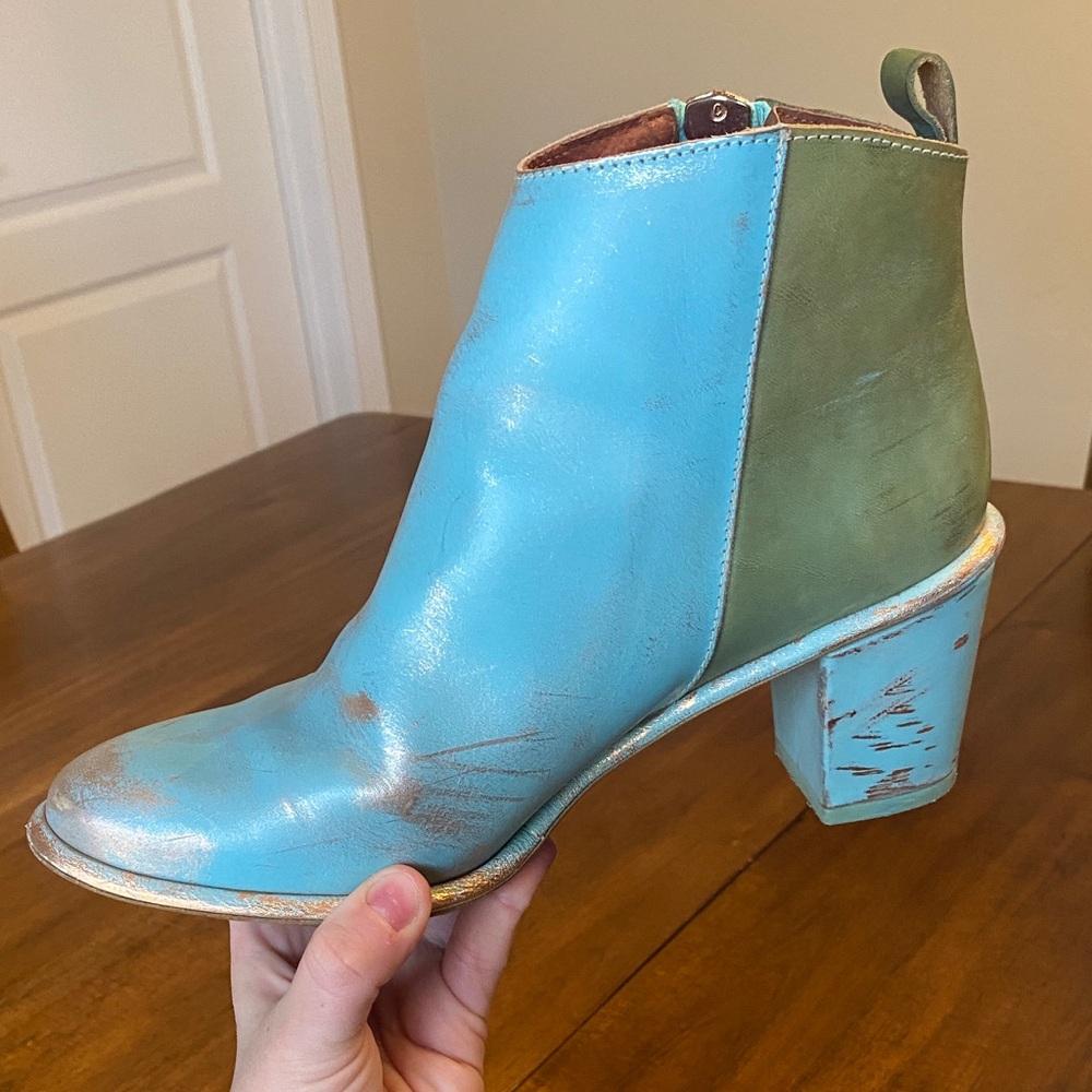 Rare Miista Blue and Green Ankle Boots
